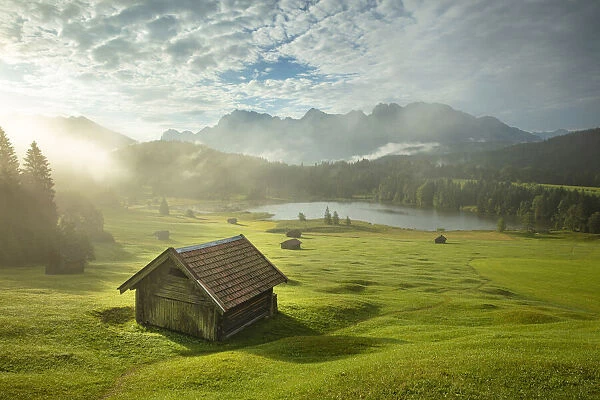 Lake Geroldsee, Mittenwald, Karwendel, Alps, Bavaria, Germany, Europe