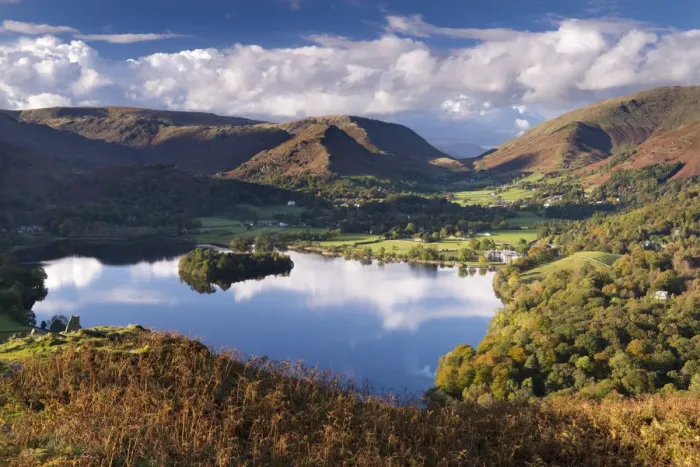 Framed Print : Lake Grasmere on a beautiful autumnal afternoon, Lake District, Cumbria, England. Autumn Framed Print : Lake Grasmere on a beautiful autumnal afternoon, Lake District, Cumbria, England. Autumn