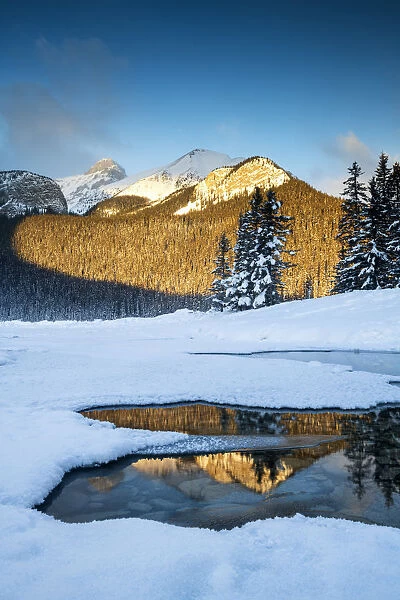 Lake Louise Reflections in Winter, Alberta, Canada