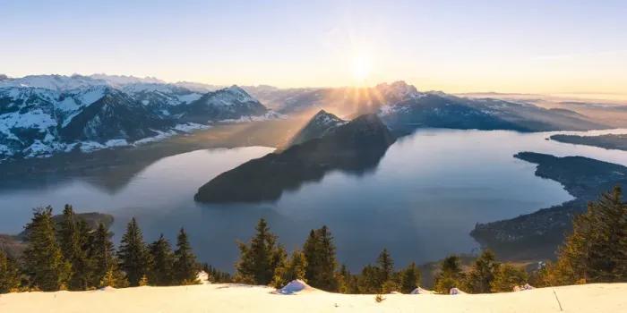 Framed Print : Lake Lucerne at sunset from mount Rigi, Switzerland