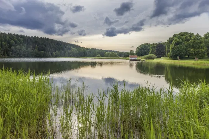 Framed Print : Lake in the park of Tyreso Castle, Stockholm County, Sweden Framed Print : Lake in the park of Tyreso Castle, Stockholm County, Sweden