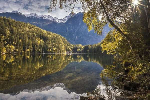 Lake Piburg near Piburg in the Oetz valley, Tyrol, Austria