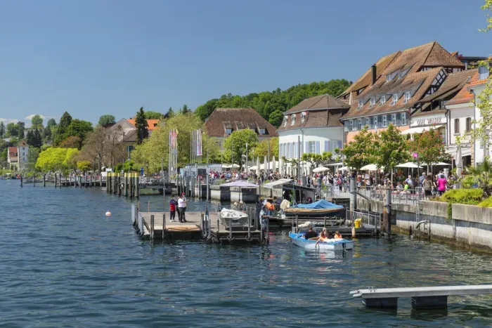 Framed Print : Lake promenade in spring, Uberlingen, Upper Swabia, Baden Wurttemberg, Germany Framed Print : Lake promenade in spring, Uberlingen, Upper Swabia, Baden Wurttemberg, Germany