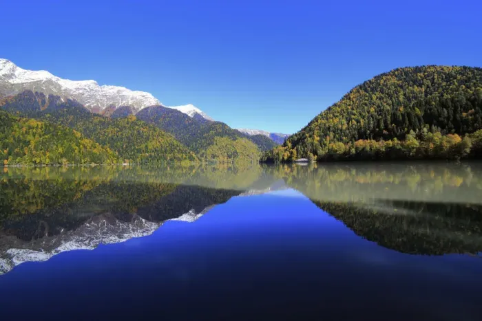 Framed Print : Lake Ritsa, Caucasus mountains, Abkhazia, Georgia