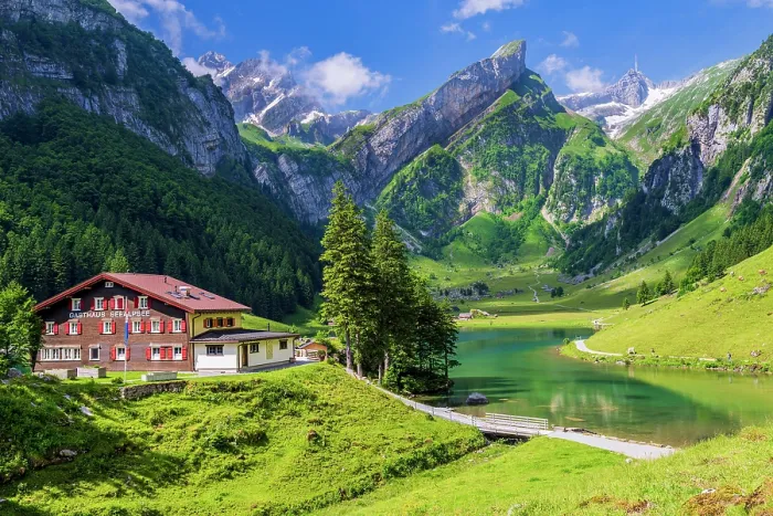 Framed Print : Lake Seealpsee, Alpstein, Schwende, Canton of Appenzell Innerrhoden, Switzerland Framed Print : Lake Seealpsee, Alpstein, Schwende, Canton of Appenzell Innerrhoden, Switzerland