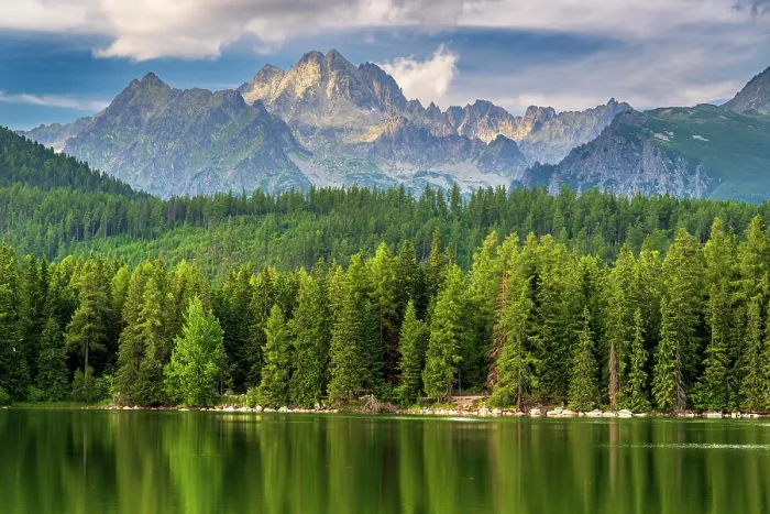 Framed Print : Lake Strbske with High Tatra mountains behind, Strbske Pleso, Presov, Slovakia Framed Print : Lake Strbske with High Tatra mountains behind, Strbske Pleso, Presov, Slovakia