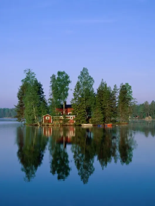 Framed Print : Lake View / House on Island Framed Print : Lake View / House on Island