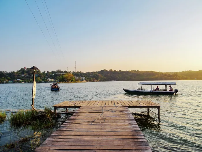 Framed Print : Lakefront of Flores Island, Peten Department, Guatemala