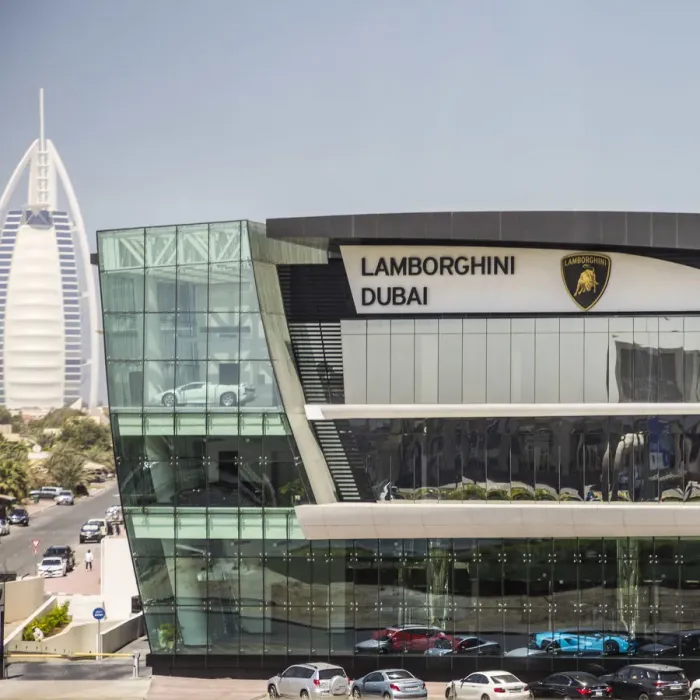 Framed Print : Lamborghini showroom, Jumeirah, Dubai, United Arab Emirates Framed Print : Lamborghini showroom, Jumeirah, Dubai, United Arab Emirates