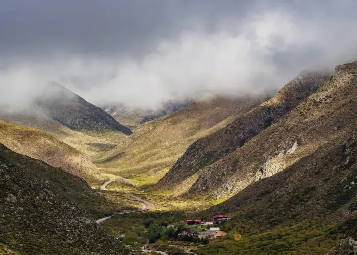 Framed Print : Landscape of Andes, El Manzano Historico, Tunuyan Department, Mendoza Province, Argentina
