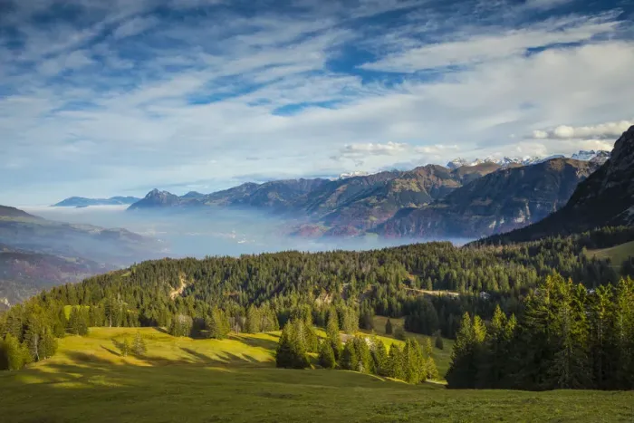 Framed Print : Landscape above Sarnersee, Obwalden, Switzerland