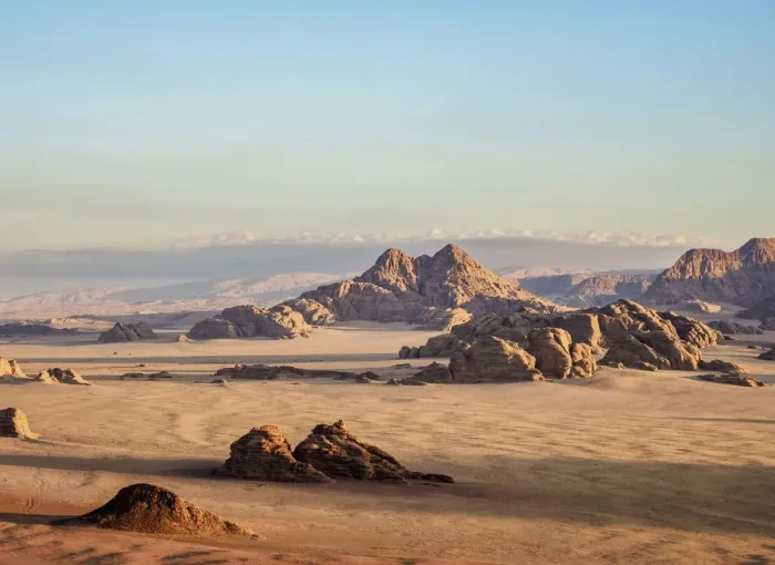 Framed Print : Landscape of Wadi Rum at sunrise, aerial view from a balloon, Aqaba Governorate, Jordan Framed Print : Landscape of Wadi Rum at sunrise, aerial view from a balloon, Aqaba Governorate, Jordan