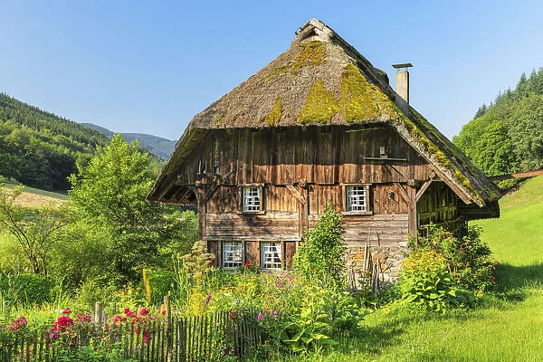 Landwasserhof Mill and cottage garden near Elzach, Black Forest, Baden-Wurttemberg, Germany