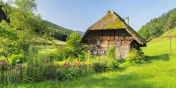 Landwasserhof Mill and cottage garden near Elzach, Black Forest, Baden-Wurttemberg, Germany