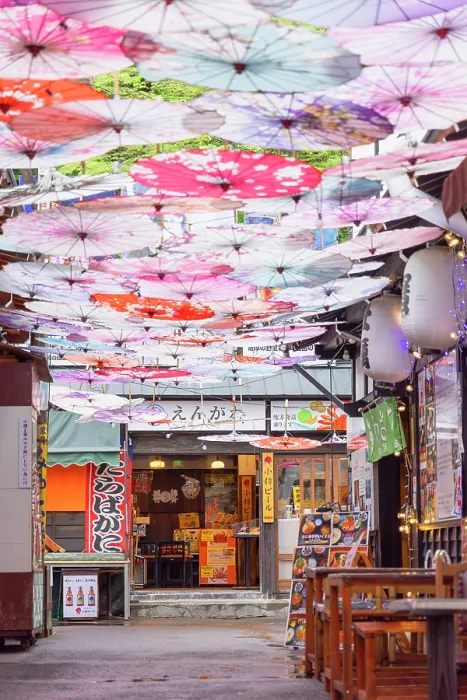 Framed Print : Lane with restaurants and decorative umbrellas, Otaru, Hokkaido, Japan Framed Print : Lane with restaurants and decorative umbrellas, Otaru, Hokkaido, Japan