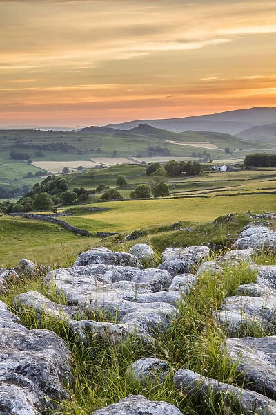Langcliffe Scar and Ribblesdale, Yorkshire Dales National Park, North Yorkshire, England