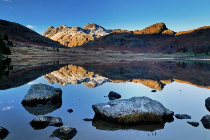 Framed Print : Langdale Pikes Reflecting in Blea Tarn, Lake District National Park, Cumbria, England Framed Print : Langdale Pikes Reflecting in Blea Tarn, Lake District National Park, Cumbria, England