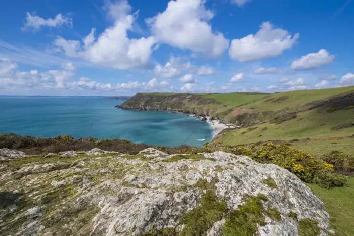 Framed Print : Lantic bay, Polruan, Cornwall, England, UK