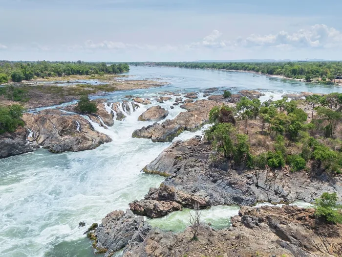 Framed Print : Laos, Champasak Province, Mekong River, Si Phan Dhon, Khone Phapheng Falls