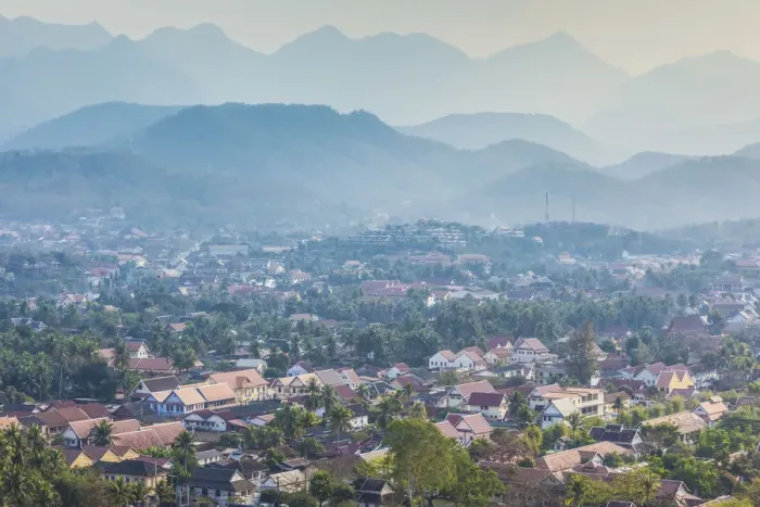 Framed Print : Laos, Luang Prabang, high angle city skyline from Phu Si Hill Framed Print : Laos, Luang Prabang, high angle city skyline from Phu Si Hill