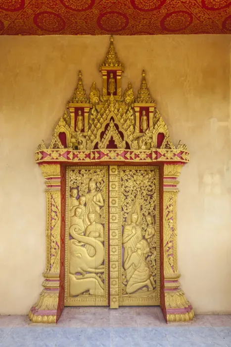 Framed Print : Laos, Luang Prabang, Santi Chedi, Peacfulness Pagoda, exterior detail Framed Print : Laos, Luang Prabang, Santi Chedi, Peacfulness Pagoda, exterior detail