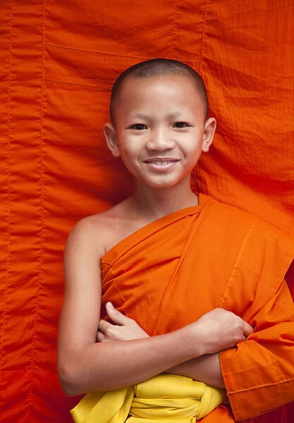Laos, Luang Prabang, Wat Sensoukarahm, Portrait of Monk