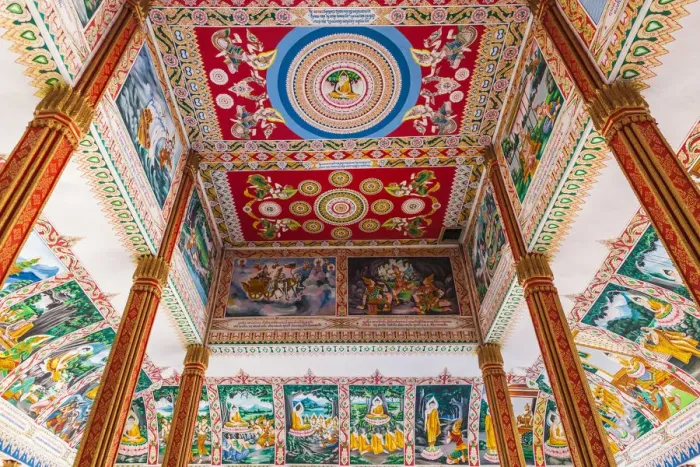 Framed Print : Laos, Vientiane, Wat That Luang Tai, ceiling with Buddhist paintings Framed Print : Laos, Vientiane, Wat That Luang Tai, ceiling with Buddhist paintings