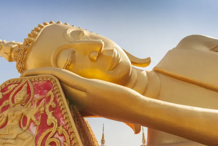 Framed Print : Laos, Vientiane, Wat That Luang Tai, reclining Buddha