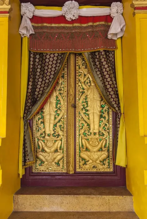 Framed Print : Laos, Vientiane, Wat Mixai, doorway Framed Print : Laos, Vientiane, Wat Mixai, doorway
