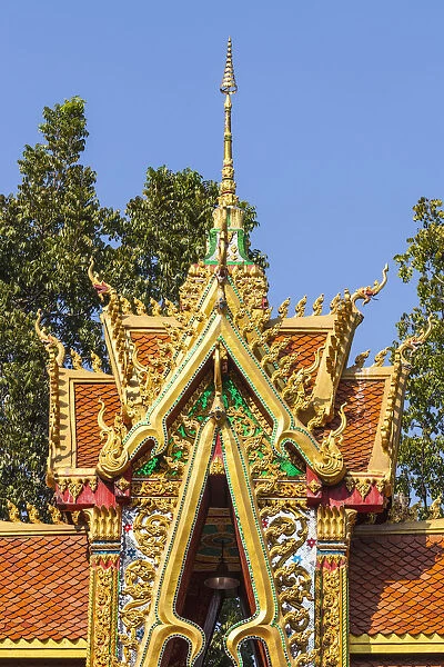 Laos, Vientiane, Wat Ong Teu Mahawihan, gate detail