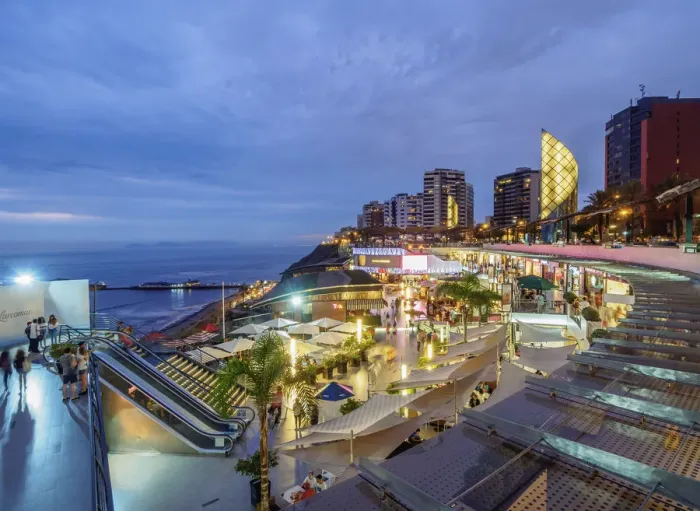 Framed Print : Larcomar Shopping Center at twilight, Miraflores District, Lima, Peru Framed Print : Larcomar Shopping Center at twilight, Miraflores District, Lima, Peru