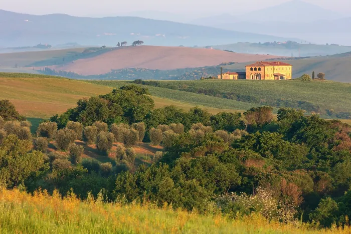 Framed Print : Large old farmhouse in the rolling landscape, Val d'Orcia, near San Quirico d'Orcia, Tuscany, Italy Framed Print : Large old farmhouse in the rolling landscape, Val d'Orcia, near San Quirico d'Orcia, Tuscany, Italy