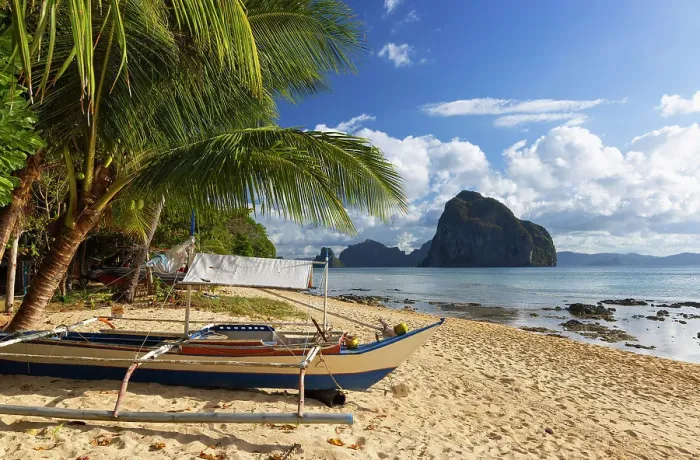 Framed Print : Las Cabanas beach, El Nido, Bacuit Bay, Palawan, Philippines