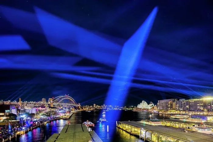Framed Print : Laser light show over Harbour Bridge and Opera House during the Vivid Sydney festival, Sydney, New South Wales, Australia Framed Print : Laser light show over Harbour Bridge and Opera House during the Vivid Sydney festival, Sydney, New South Wales, Australia