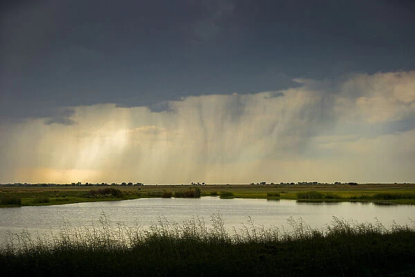 Late afternoon storm approaching the Kings Pool, Liuwa Plain National Park, Zambia