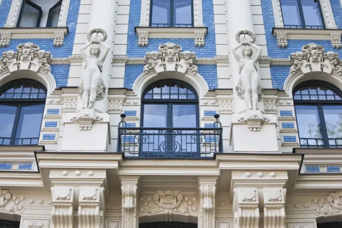 Framed Print : Latvia, Riga, Art Nouveau District, building detail at 4a Strelnieku Iela Street Framed Print : Latvia, Riga, Art Nouveau District, building detail at 4a Strelnieku Iela Street