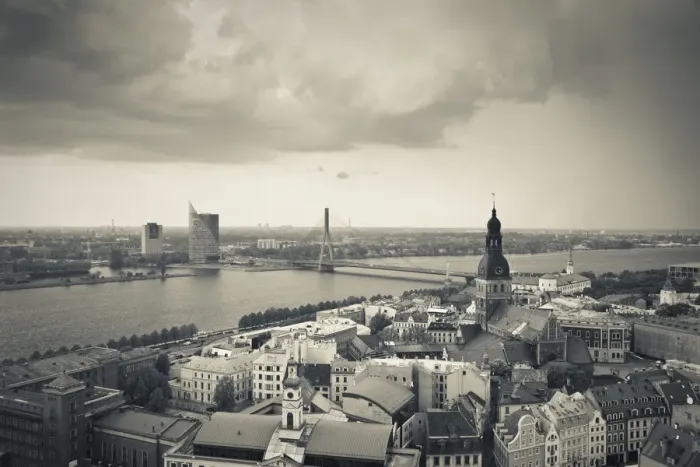 Framed Print : Latvia, Riga, Old Riga, elevated view of Dome Cathedral from St