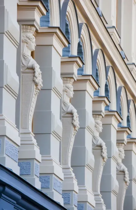 Framed Print : Latvia, Riga, Old Riga, Vecriga, Chekov Theater, building detail Framed Print : Latvia, Riga, Old Riga, Vecriga, Chekov Theater, building detail