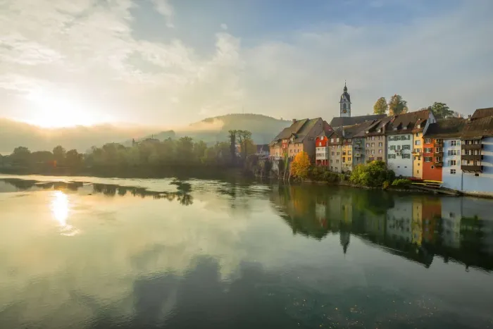 Framed Print : Laufenburg with river Rhein, Aargau, Switzerland Framed Print : Laufenburg with river Rhein, Aargau, Switzerland