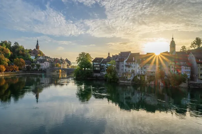 Framed Print : Laufenburg at Sunrise, Aargau, Switzerland, Southern Black Forest, Baden-Wurttemberg, Germany Framed Print : Laufenburg at Sunrise, Aargau, Switzerland, Southern Black Forest, Baden-Wurttemberg, Germany
