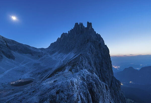 Re Laurino mount and Re ALberto refuge in Catinaccio group of Dolomites during summer