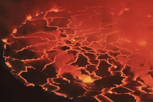 Lava lake Nyiragongo with lava meltings and fountains - Congo, Democratic Republic