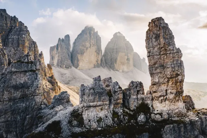 Framed Print : Lavaredo three peaks during sunset. Bolzano province, South tyrol, Italy