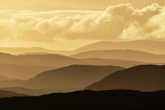 Framed Print : Layers of hills at sunrise from Uig, Isle of Lewis, Outer Hebrides, Scotland, UK, February 2025 Framed Print : Layers of hills at sunrise from Uig, Isle of Lewis, Outer Hebrides, Scotland, UK, February 2025
