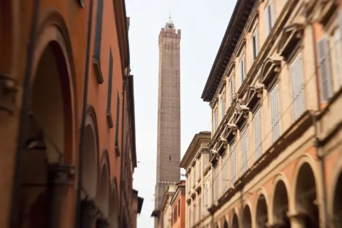 Framed Print : Le Du Torri Tower & street, Bologna, Emilia Romagna, Italy Framed Print : Le Du Torri Tower & street, Bologna, Emilia Romagna, Italy