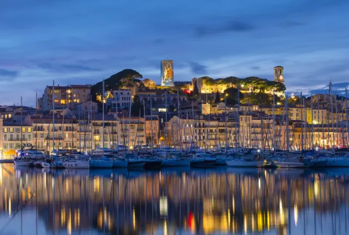 Framed Print : Le Vieux Port at Night, Cannes, South of France Framed Print : Le Vieux Port at Night, Cannes, South of France