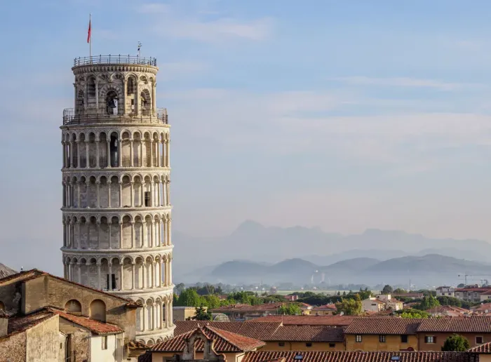 Framed Print : Leaning Tower, elevated view, Pisa, Tuscany, Italy Framed Print : Leaning Tower, elevated view, Pisa, Tuscany, Italy