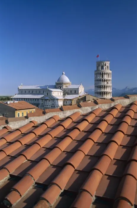 Framed Print : Leaning Tower (Torre Pendente) & Tiled Rooftops Framed Print : Leaning Tower (Torre Pendente) & Tiled Rooftops