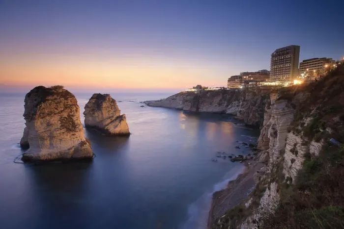 Framed Print : Lebanon, Beirut, the Corniche, Pigeon Rocks