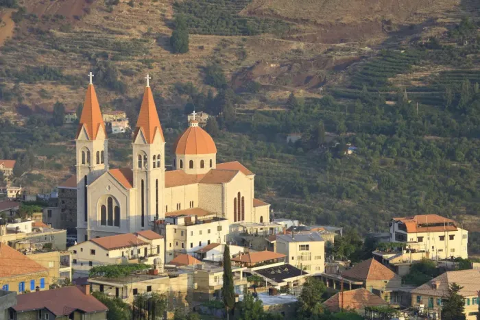 Framed Print : Lebanon, Kadisha Valley, Bcharre town, St Saba Church Framed Print : Lebanon, Kadisha Valley, Bcharre town, St Saba Church